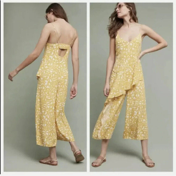 New Anthropologie Day Trip‎ Yellow Jumpsuit 0